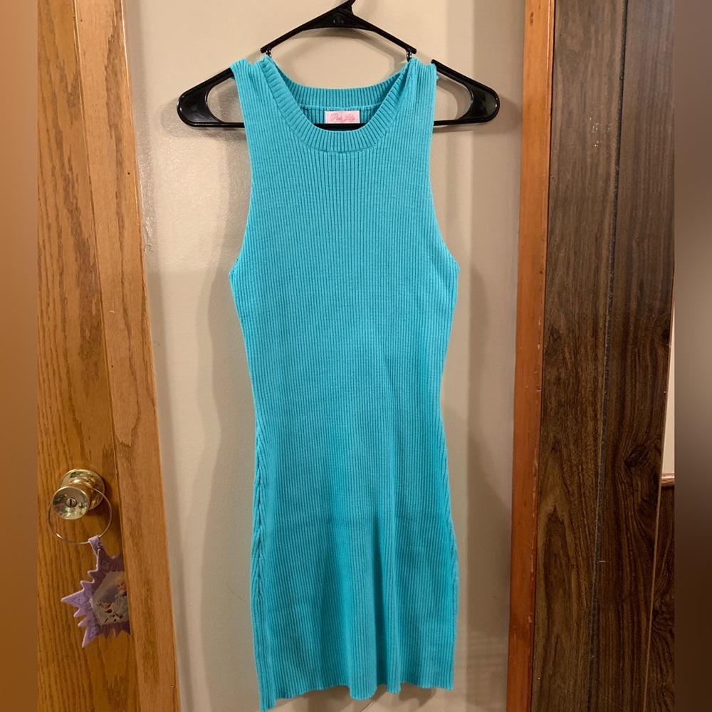 Pink lily black dress - TRY YOUR BEST TEAL BODYCON KNIT MINI DRESS